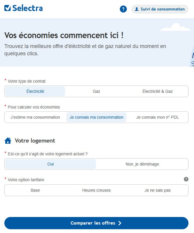 Comparer les offres électricité et gaz